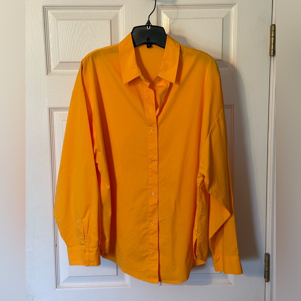 Sunny yellow boyfriend shirt from Express, size M